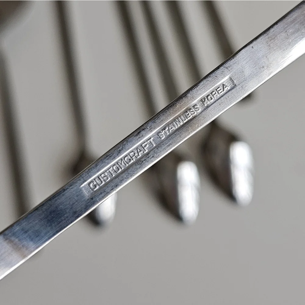 Customcraft Set of 6 Iced Tea Spoons & Pie Server Stainless Flatware Floral
